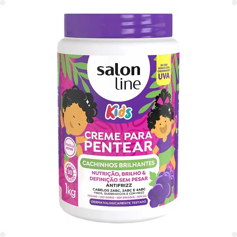 Kit Salon Line Kids: Shampoo e Condicionador + Creme para Pentear 1kg Uva