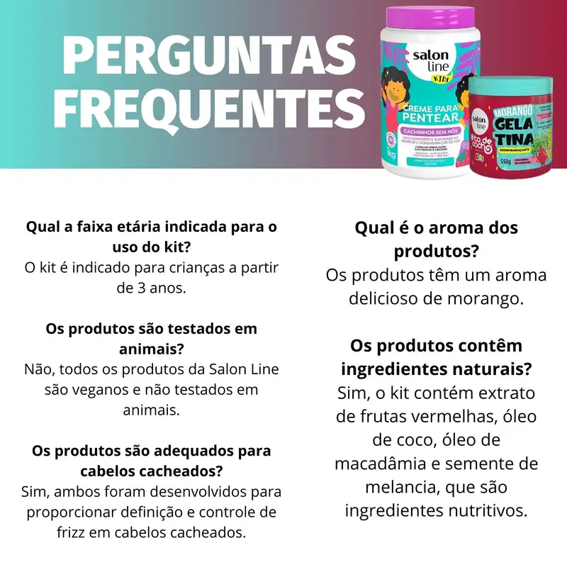 Kit Salon Line Kids: 1 Creme para Pentear e 1 Gelatina Desembaraçante Morango