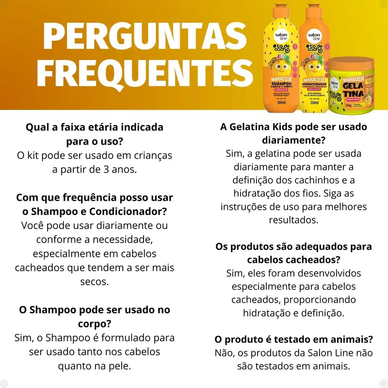 Kit Salon Line Kids: Shampoo + Condicionador e Gelatina Hidratante Maracujá