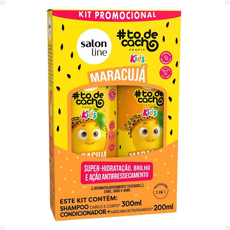 Kit Salon Line Kids: Shampoo e Condicionador + Creme para Pentear 1kg e Gelatina Hidratante Maracujá