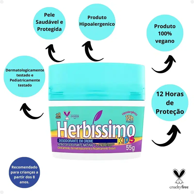 Desodorante Creme Herbissimo Kids 55g