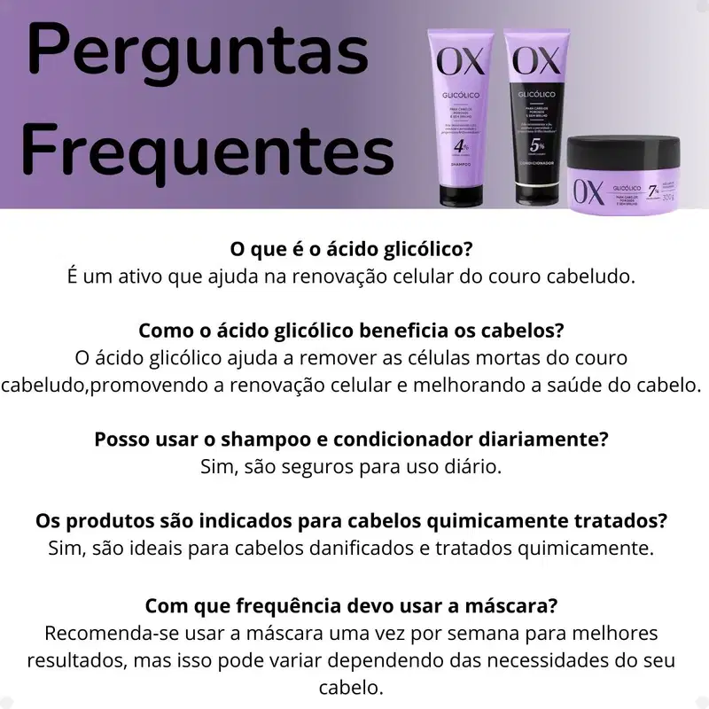 Kit Ox Glicólico: Shampoo, Condicionador e Máscara 240ML