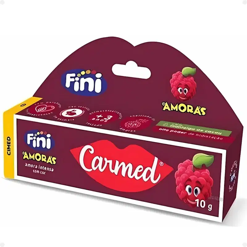 Caixa do Hidratante Labial Cimed Carmed Fini Amoras Intensa 10g