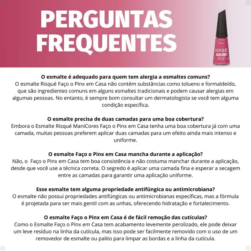 Esmalte Cremoso Risqué ManiCores Faço o Pinx em Casa 8ml