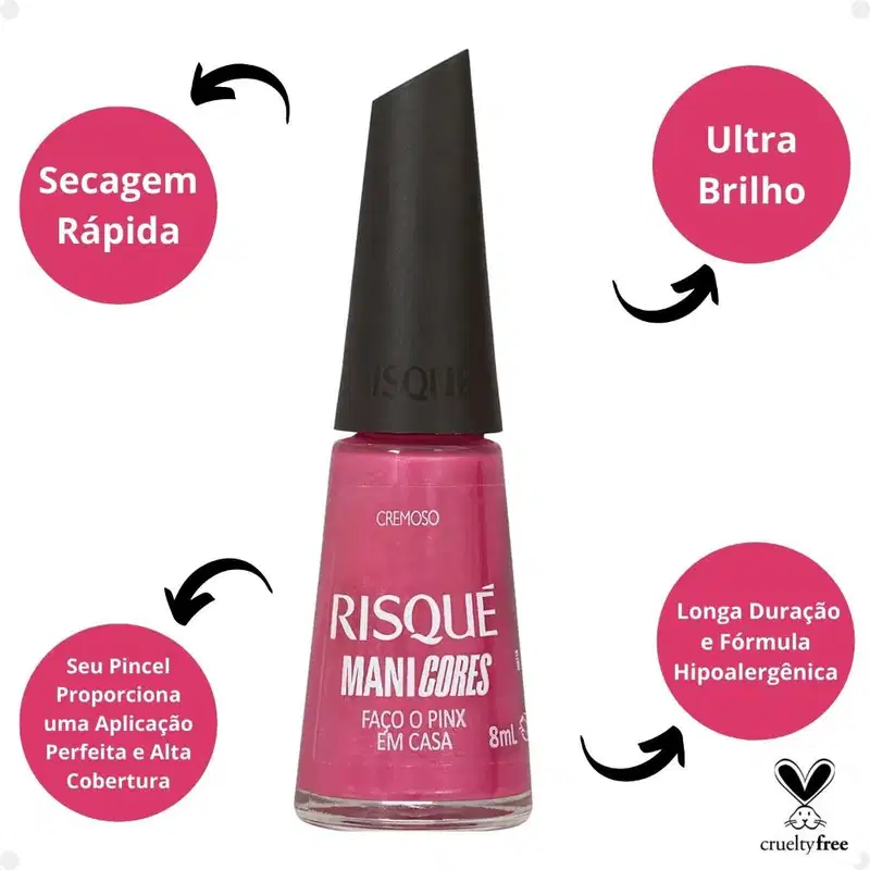 Esmalte Cremoso Risqué ManiCores Faço o Pinx em Casa 8ml