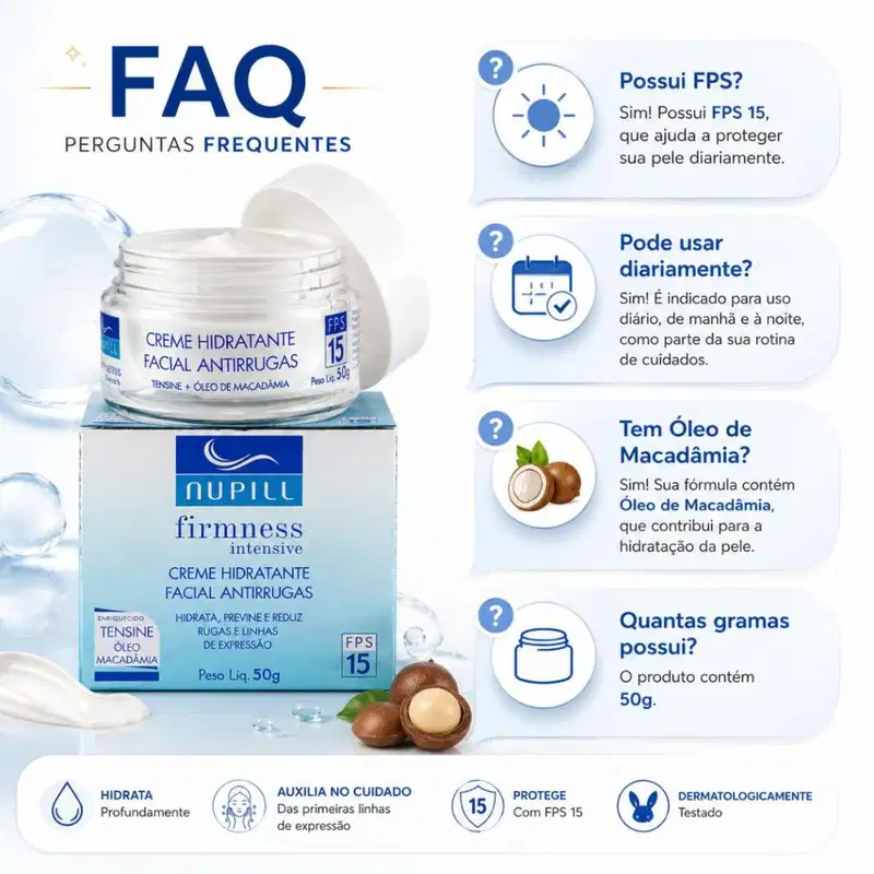 Kit Nupill Firmness Intensive: 3 Cremes Hidratante Facial Antirrugas Fps 15 50g