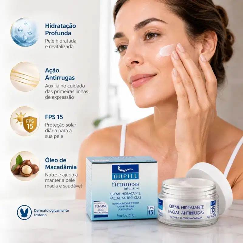 Kit Nupill Firmness Intensive: 3 Cremes Hidratante Facial Antirrugas Fps 15 50g