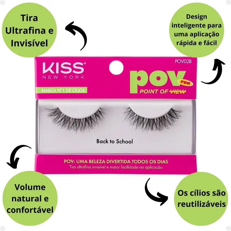Kiss New York POV Back to School - Cílios Postiços (2 Unidades)