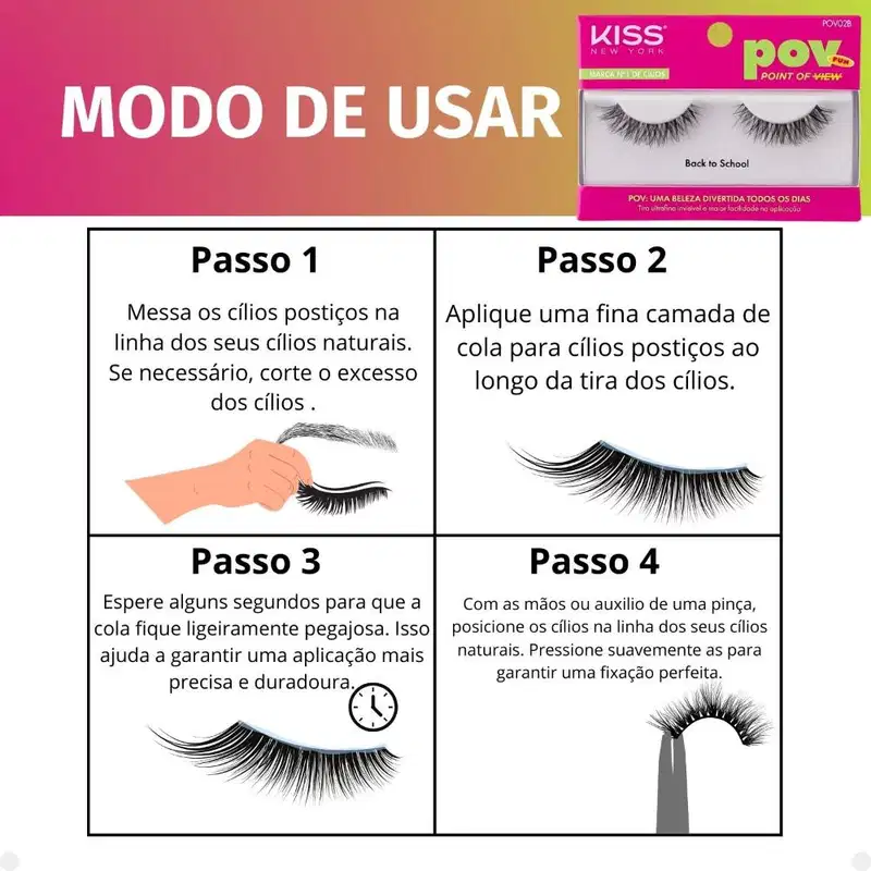Kiss New York POV Back to School - Cílios Postiços (2 Unidades)