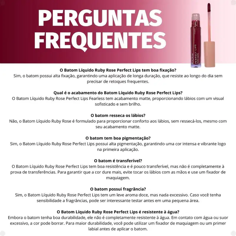 Batom Líquido Ruby Rose Perfect Lips Fearless HB-L6200-1