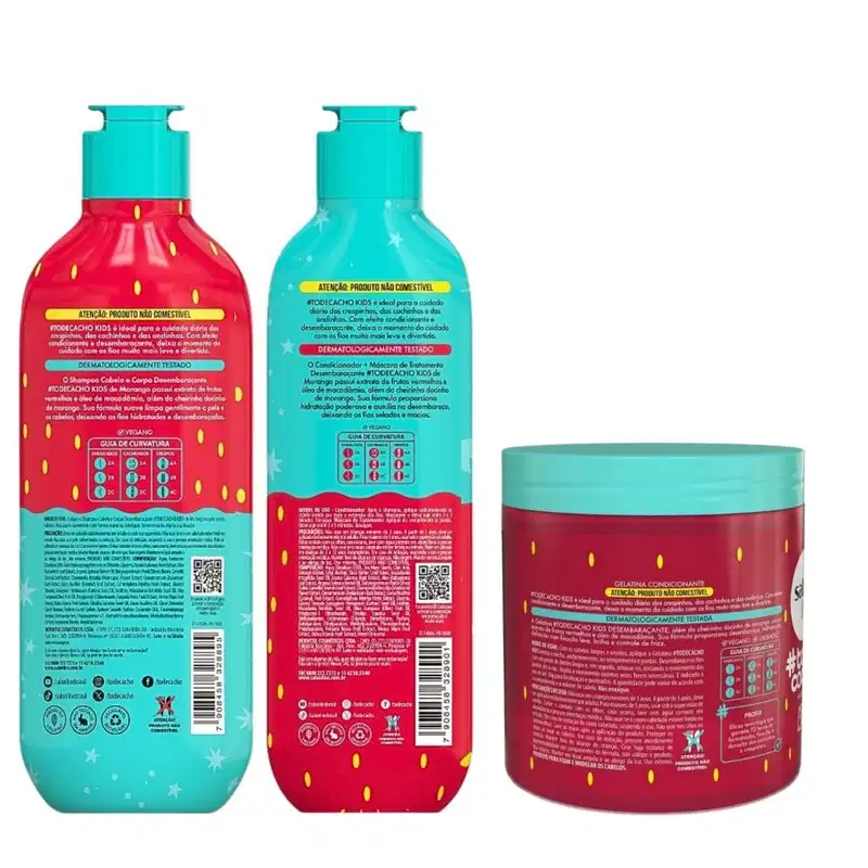 Kit Salon Line Kids: Shampoo e Condicionador + Gelatina Desembaraçante Morango