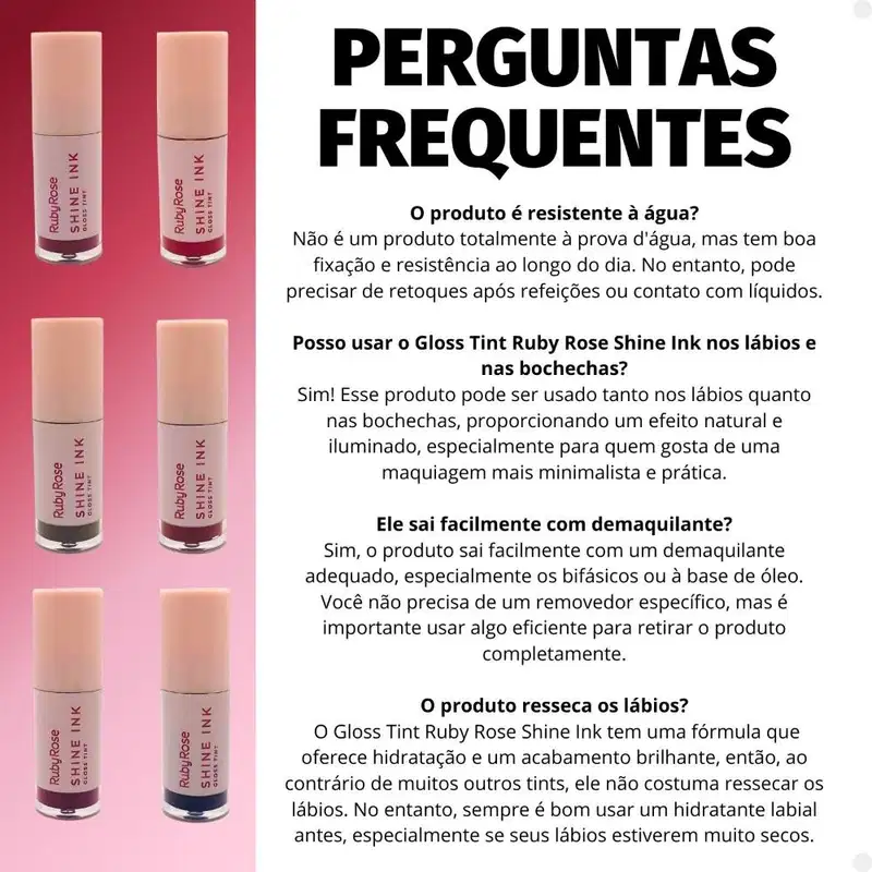 Kit Ruby Rose Shine Ink Gloss Tint: SI10, SI20, SI30, SI40, SI50 e SI60