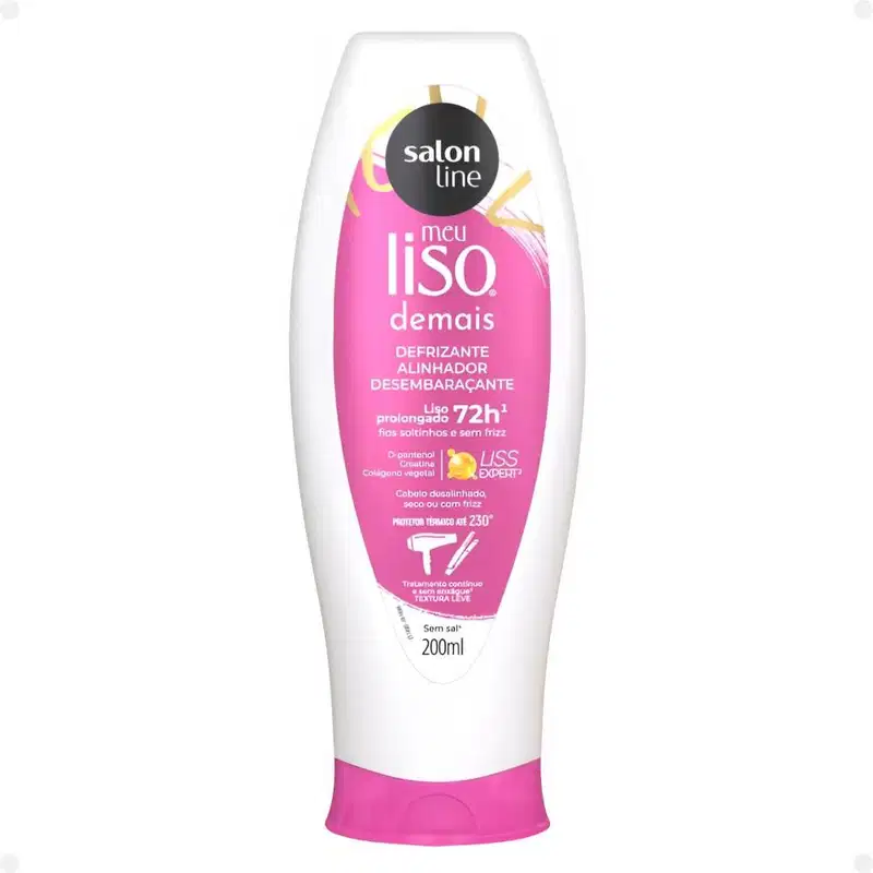Kit Salon Line Meu Liso Demais Alinhador: Shampoo 300ml e Condicionador 200ml + Defrizante Desembaraçante 200ml