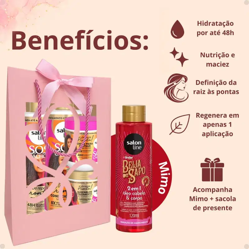 Kit Presente Salon Line De Repente Pronta: Shampo, Condicionador, Creme Pentear e Máscara + Mimo Exclusivo