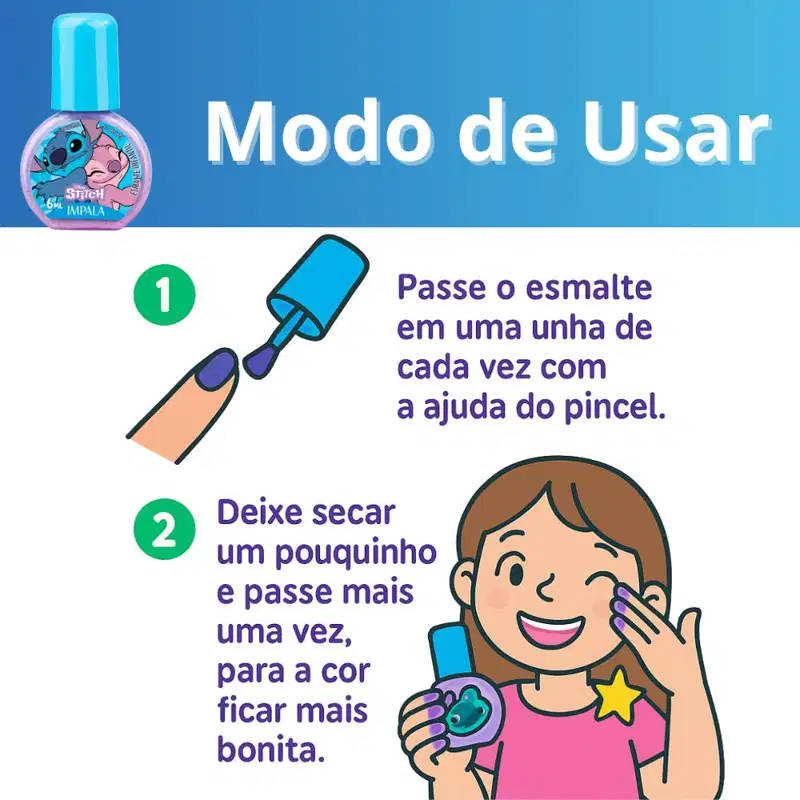 Esmalte Infantil Impala Disney Stitch Nunca Abandonar 6ml