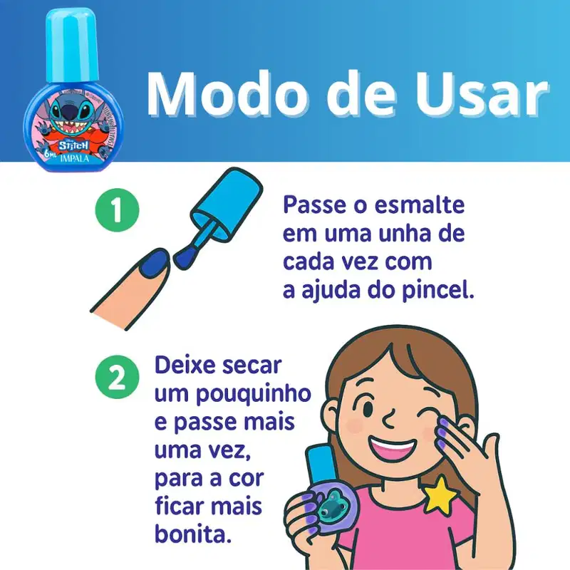 Esmalte Infantil Impala Disney Stitch Experiência 626 6ml