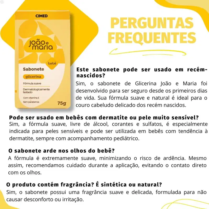 Cimed João e Maria Bebê Glicerina - Sabonete em Barra 75g
