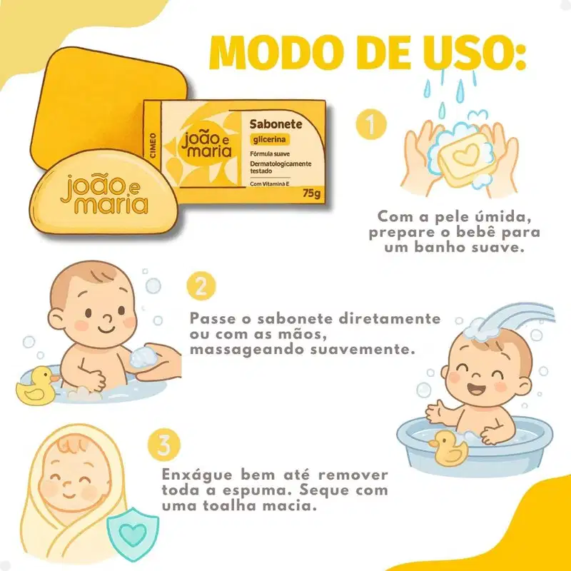 Cimed João e Maria Bebê Glicerina - Sabonete em Barra 75g