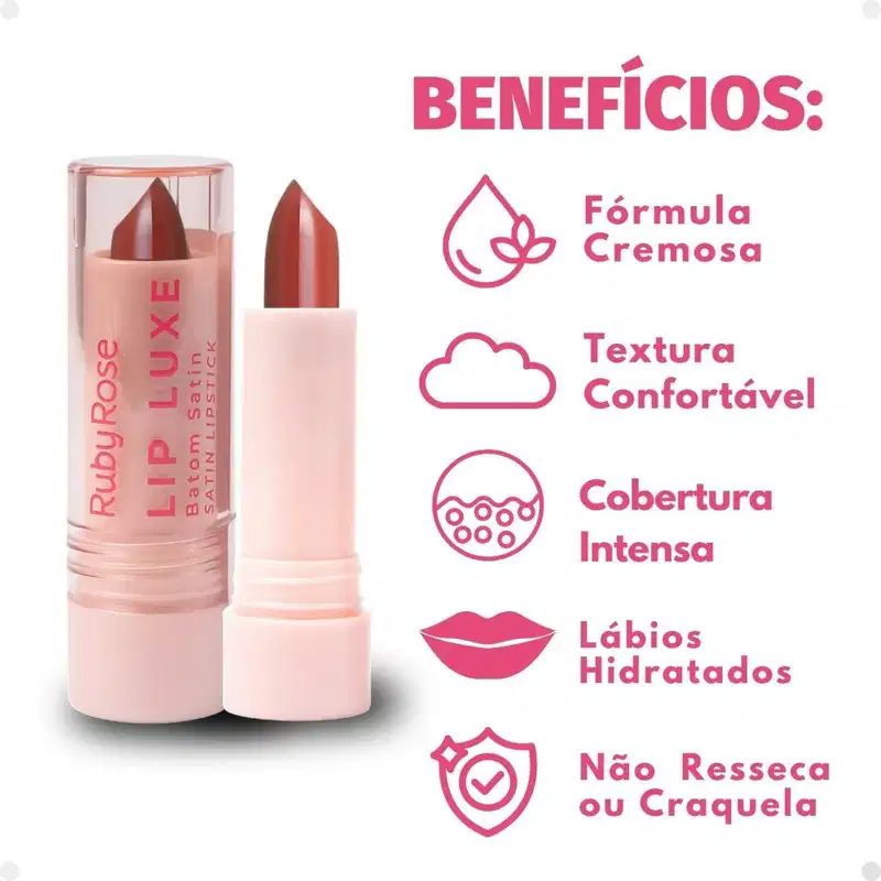 Batom Satin Ruby Rose Lip Luxe LL70 Hb-L6000-7