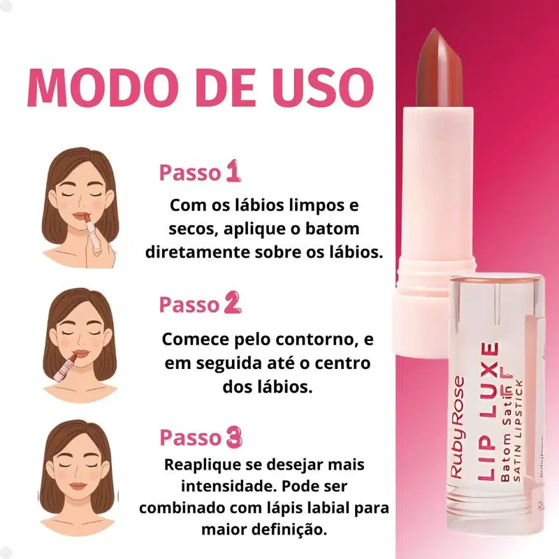 Batom Satin Ruby Rose Lip Luxe LL70 Hb-L6000-7