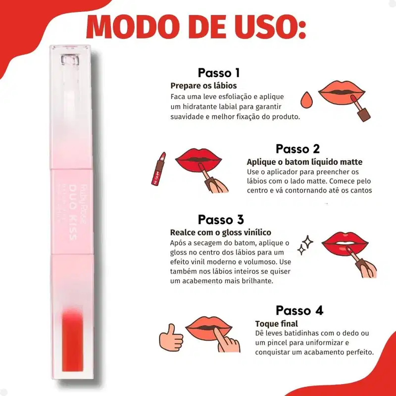 Batom Duo Ruby Rose Duo Kiss DK01 HB-L6203-1
