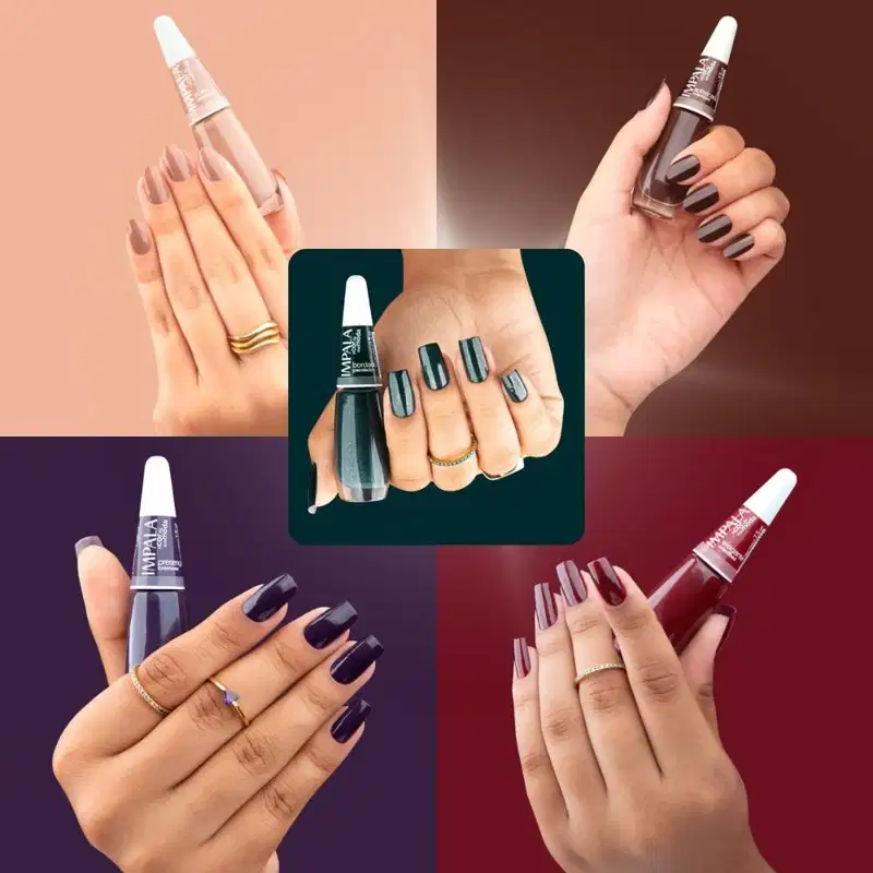Kit Impala A Cor da Sua Moda 6ª Edição 10 Esmaltes: Relíquia, Discreto, Devaneio, Afeto, Linho, Essencial, Presença, Elegante e Bordado