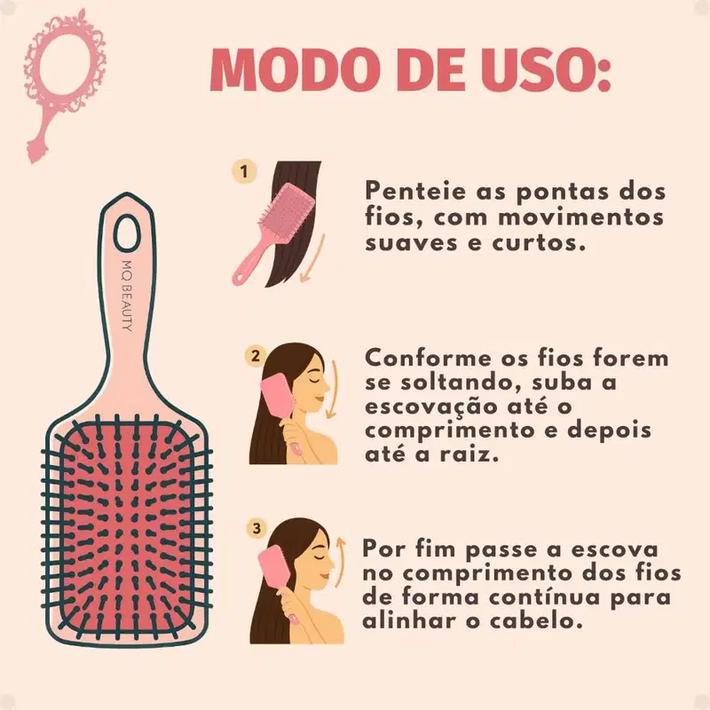 Escova Raquete Grande Mq Beauty Macarron Collection Rosa