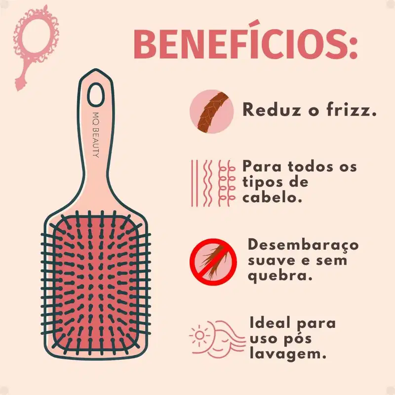 Escova Raquete Grande Mq Beauty Macarron Collection Rosa