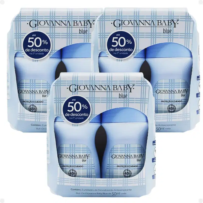 Kit Giovanna Baby: 6 Desodorante Roll-On Blue