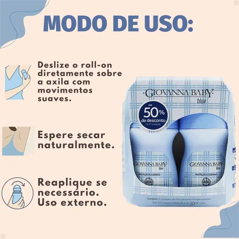 Kit Giovanna Baby: 6 Desodorante Roll-On Blue