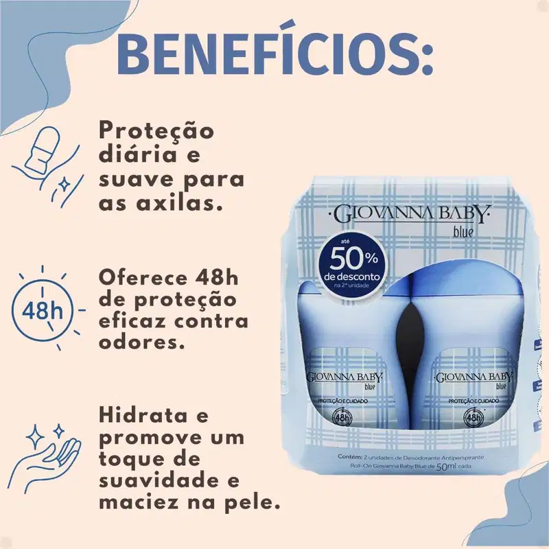 Kit Giovanna Baby: 6 Desodorante Roll-On Blue