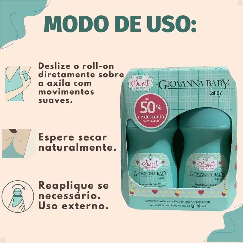 Kit Giovanna Baby: 4 Desodorante Roll-On Candy