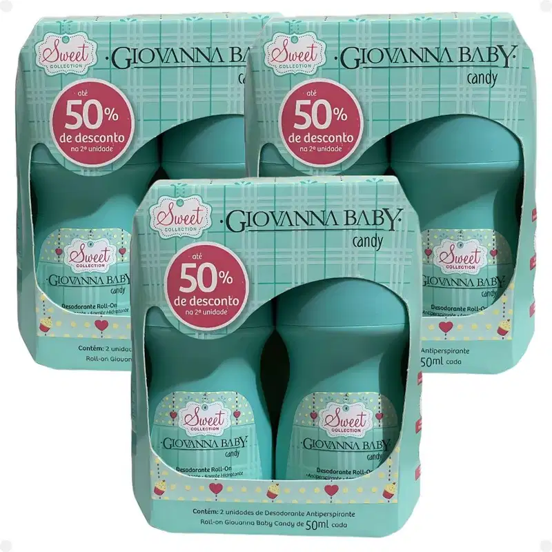 Kit Giovanna Baby: 6 Desodorante Roll-On Candy