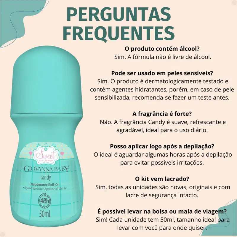 Kit Giovanna Baby: 6 Desodorante Roll-On Candy