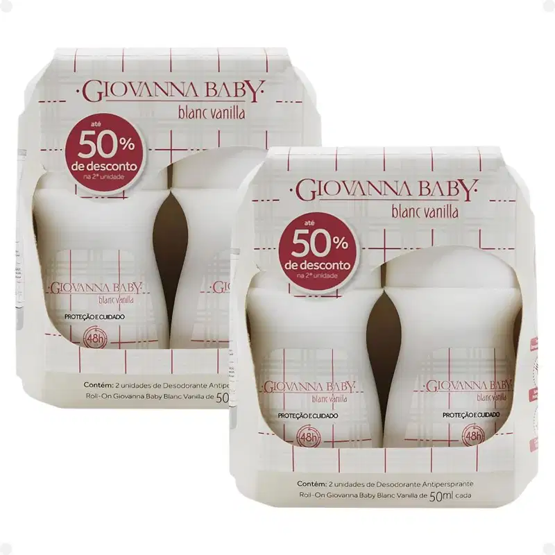 Kit Giovanna Baby: 4 Desodorante Roll-On Blanc Vanilla