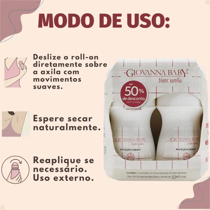 Kit Giovanna Baby: 4 Desodorante Roll-On Blanc Vanilla