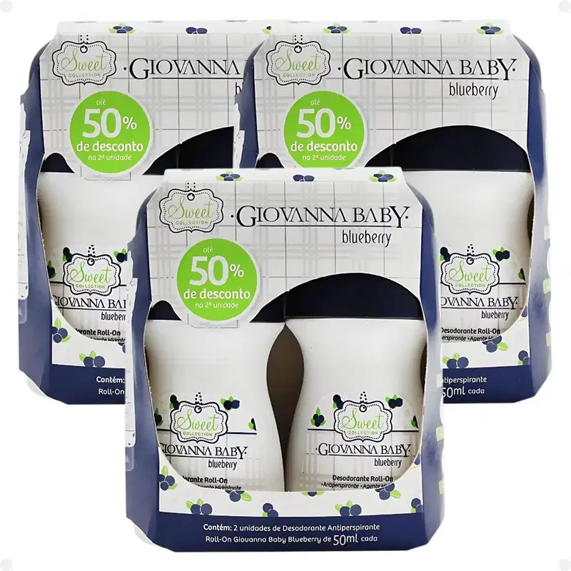 Kit Giovanna Baby: 6 Desodorante Roll-On Blueberry