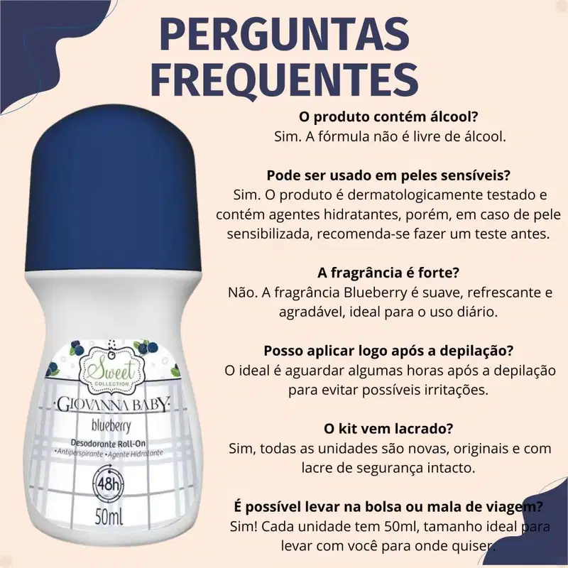 Kit Giovanna Baby: 6 Desodorante Roll-On Blueberry