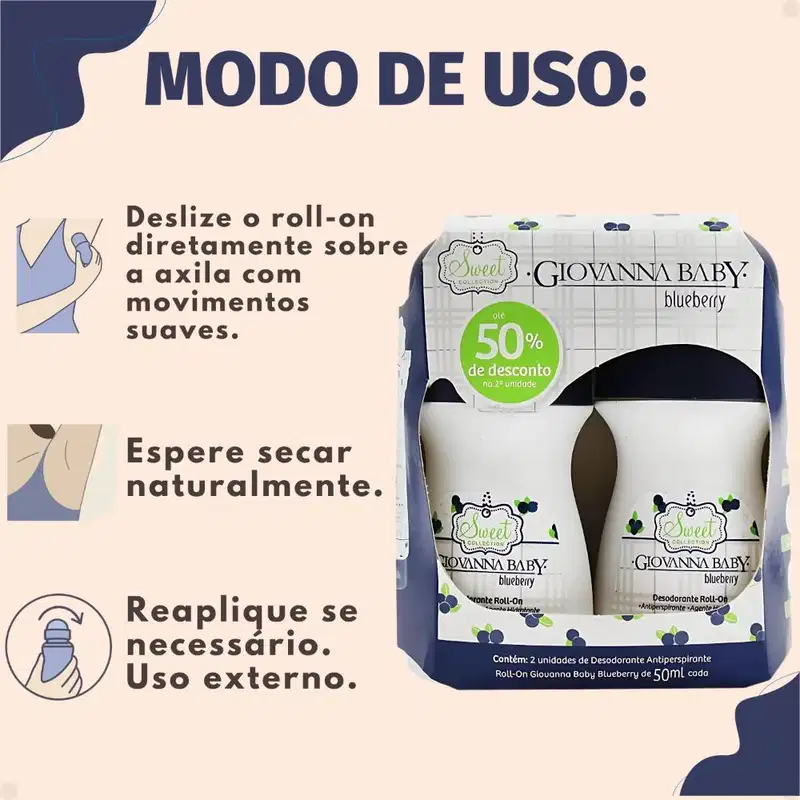 Kit Giovanna Baby: 6 Desodorante Roll-On Blueberry