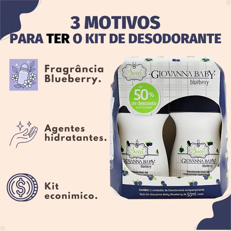 Kit Giovanna Baby: 6 Desodorante Roll-On Blueberry