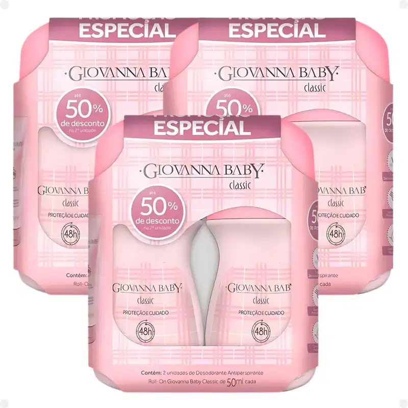 Kit Giovanna Baby: 4 Desodorante Roll-On Classic