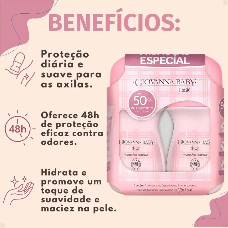 Kit Giovanna Baby: 4 Desodorante Roll-On Classic