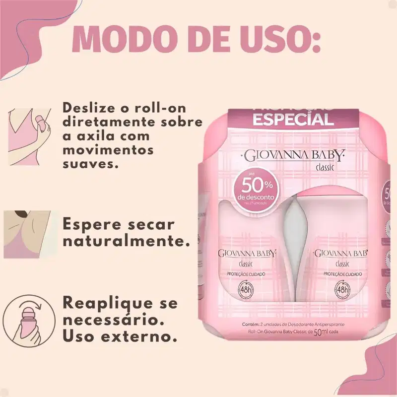 Kit Giovanna Baby: 4 Desodorante Roll-On Classic