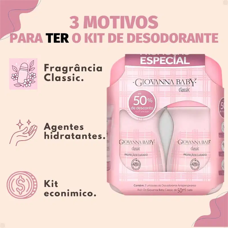Kit Giovanna Baby: 4 Desodorante Roll-On Classic