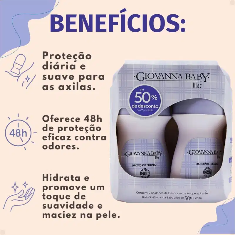 Kit Giovanna Baby: 4 Desodorante Roll-On Lilac