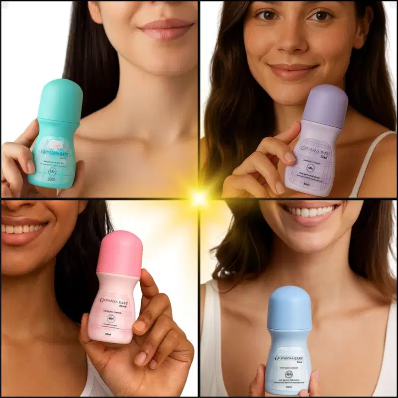 Kit Giovanna Baby 12 Desodorantes Roll-On: Blue, Candy, Blanc Vanilla, Blueberry, Classic e Lilac