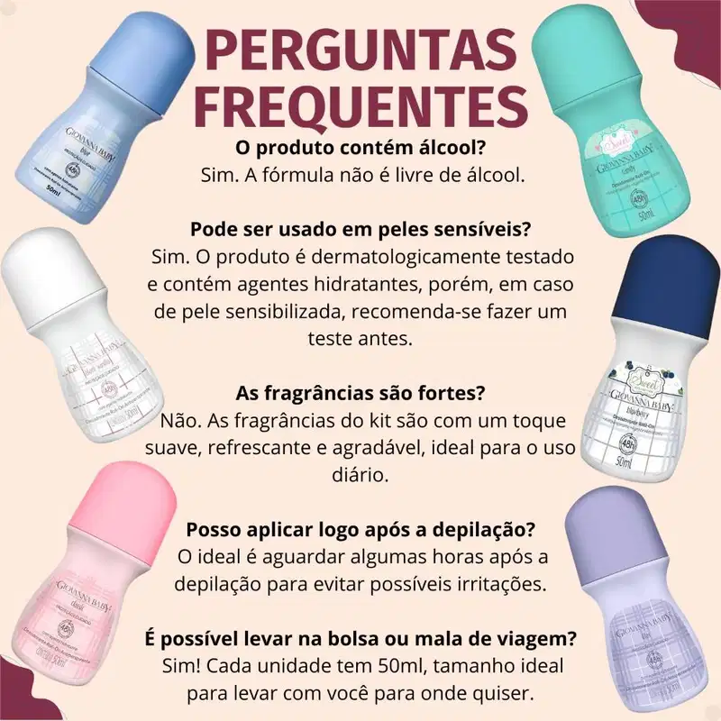 Kit Giovanna Baby 12 Desodorantes Roll-On: Blue, Candy, Blanc Vanilla, Blueberry, Classic e Lilac