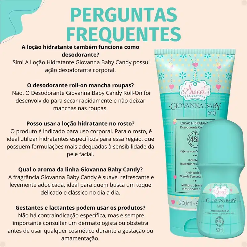 Kit Giovanna Baby Candy: 2 Desodorantes Roll-on e 1 Loção Hidratante