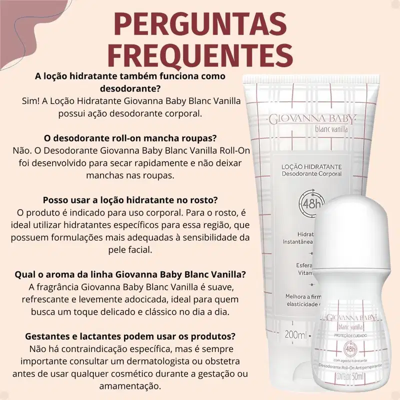 Kit Giovanna Baby Blanc Vanilla: 2 Desodorantes Roll-on e 1 Loção Hidratante