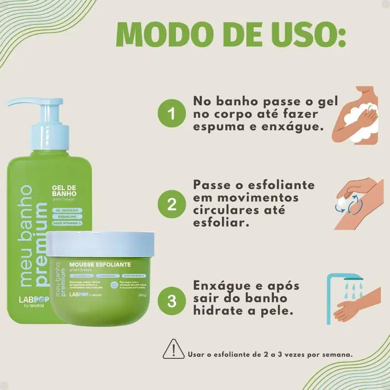 Kit LabPop by Labotrat Green Breeze: Gel de Banho e Mousse Esfoliante